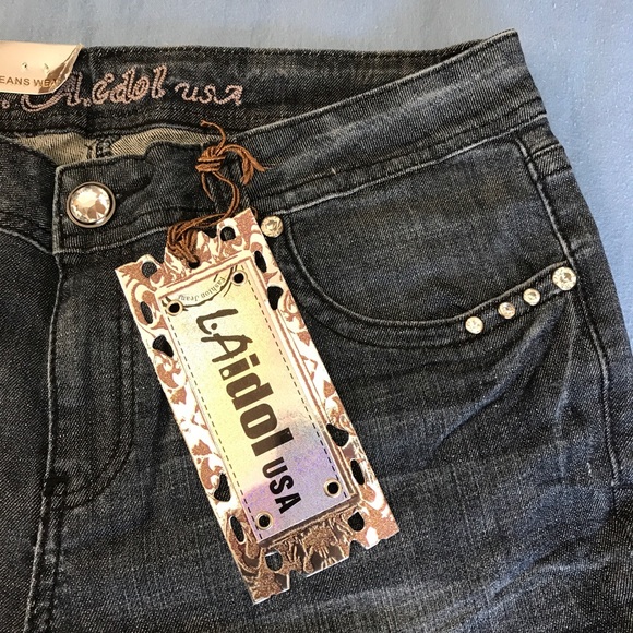 L A Idol Sequin & Rhinestone Bling Jeans Boot Cut - Picture 4 of 7